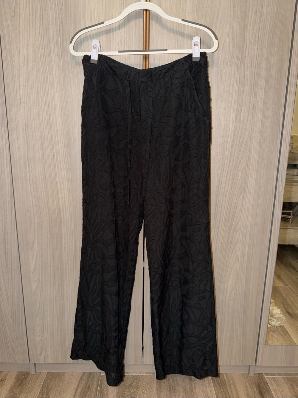 Jonathan Simkai Black Textured Wide-Leg Pants